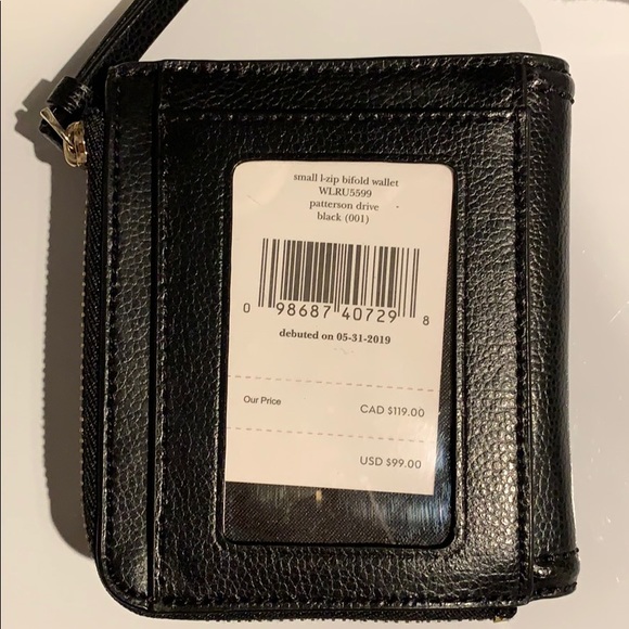 NWT Kate spade L-zip bifold wallet BLACK - Picture 3 of 3